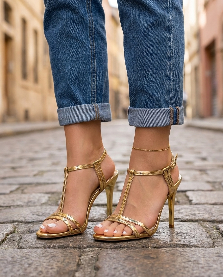 Celia | Comfort T-Strap Heels