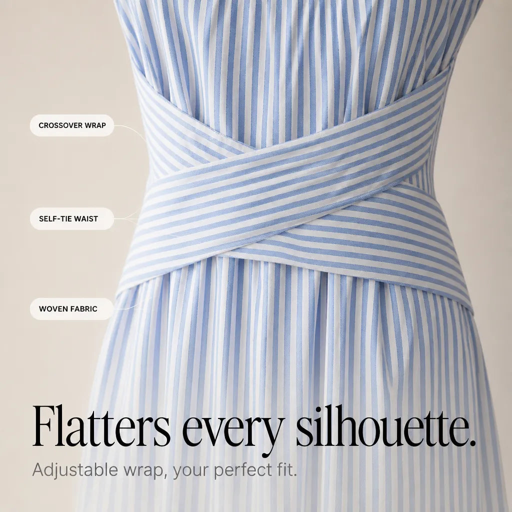 Marelle | Striped Wrap Waist Maxi Dress