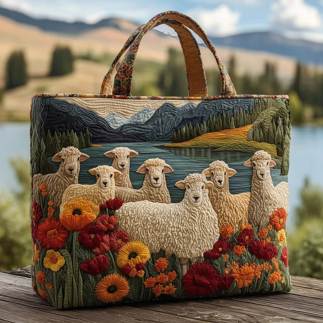 Janice | Quilted Lakeside Sheep Tote