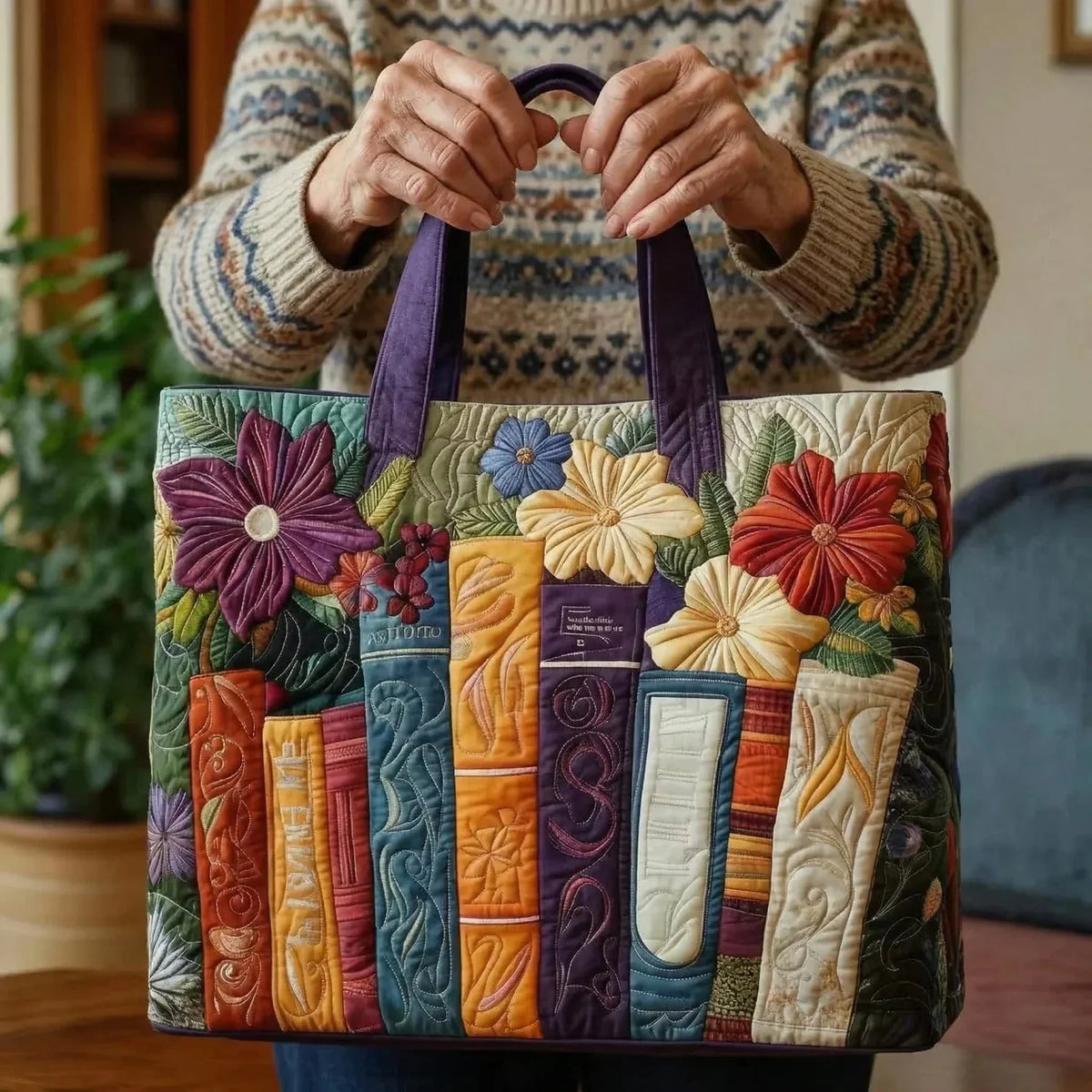 Jean | Quilted Book Lover's Tote