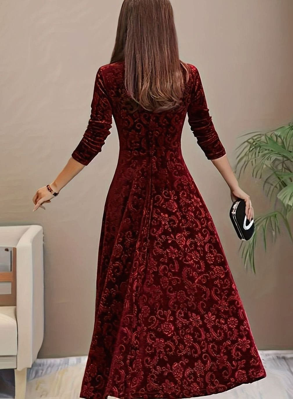 Simona | Velvet Square-Neck A-Line Dress