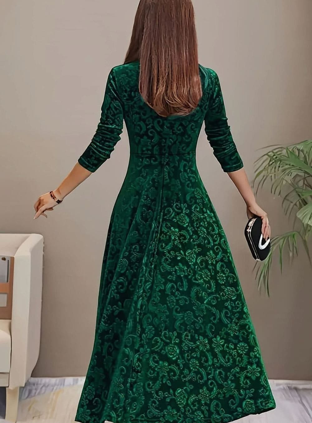 Simona | Velvet Square-Neck A-Line Dress