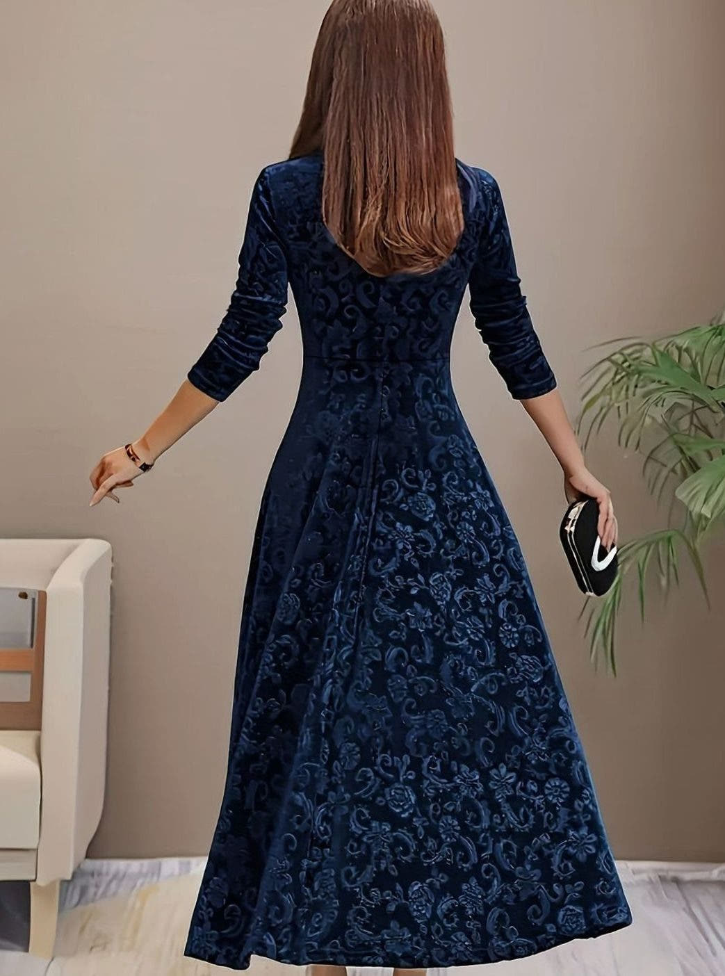 Simona | Velvet Square-Neck A-Line Dress