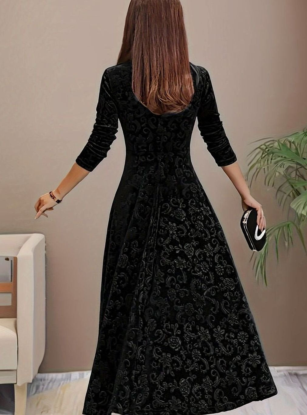 Simona | Velvet Square-Neck A-Line Dress