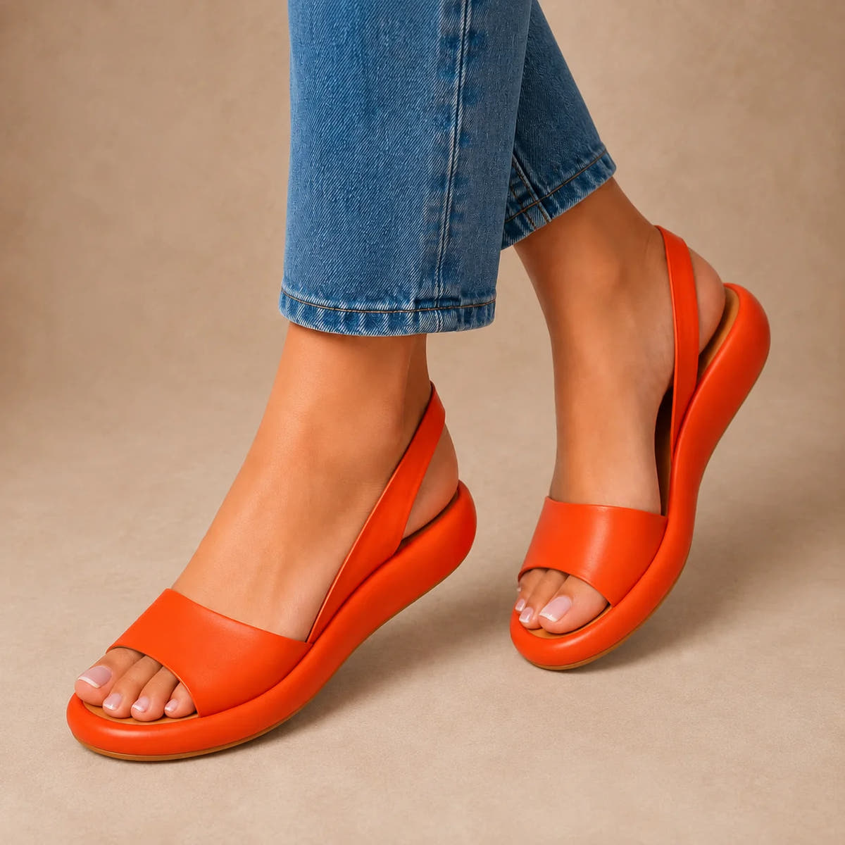 Kelsey | Open-Toe Slingback Wedge Sandals