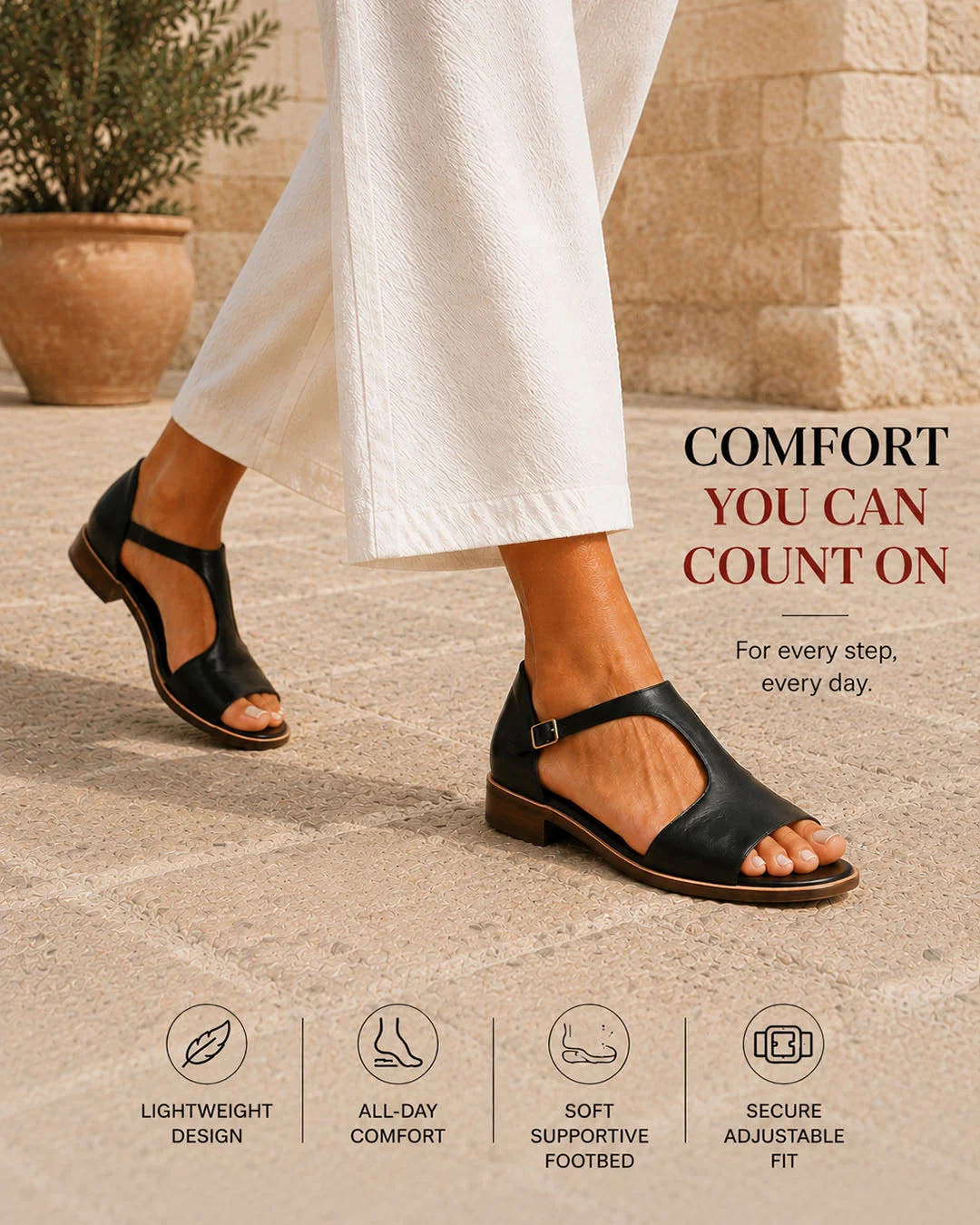 Kira | Adjustable Low-Heel Sandals
