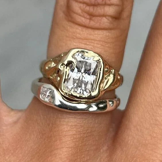 Luminous Gold-Tone and Silver-Tone Ring Set
