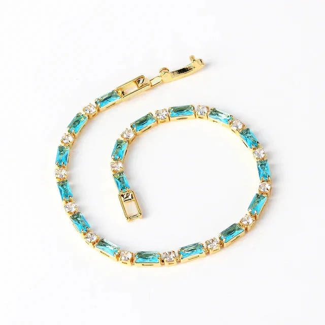Natural Turquoise Stone Bracelet | Gold