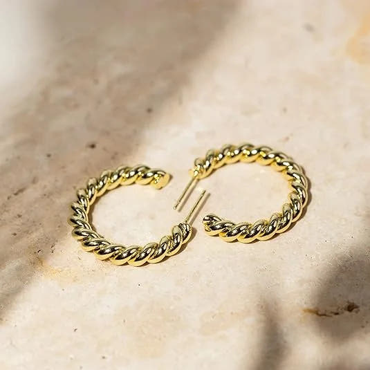 Rope Twist Hoops | Gold