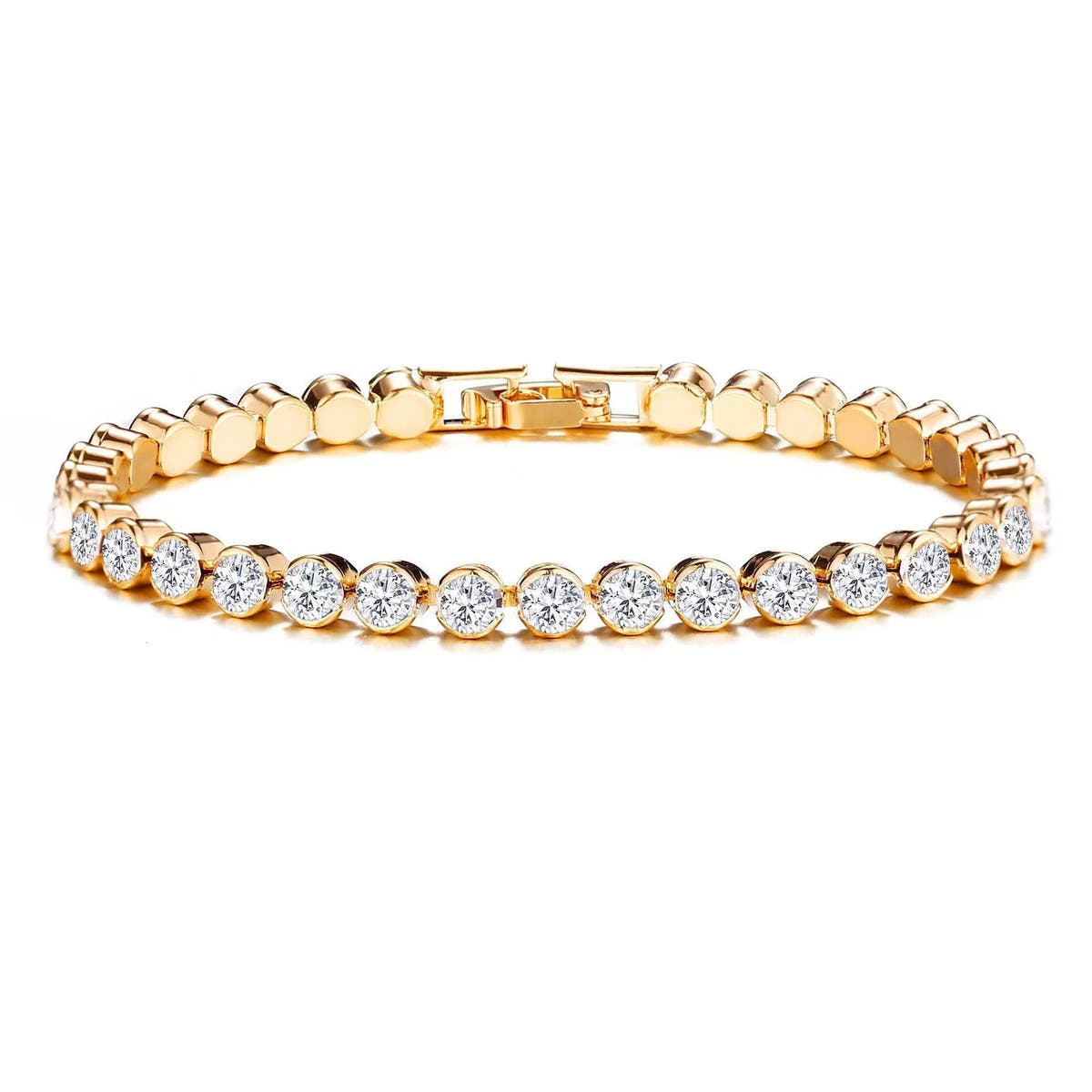 Round Cut Tennis Bracelet | Gold