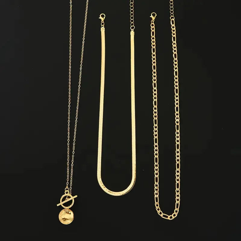 Savira Textured Coin Layered Necklace | Gold