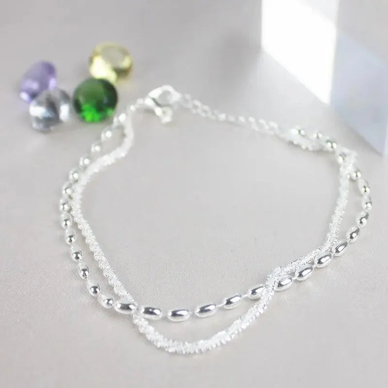 Set of Elegant Silver Bracelets with Zirconia Stones