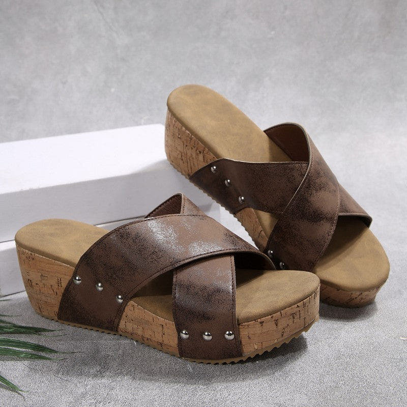 Cerise | Boho Cross-Strap Wedges