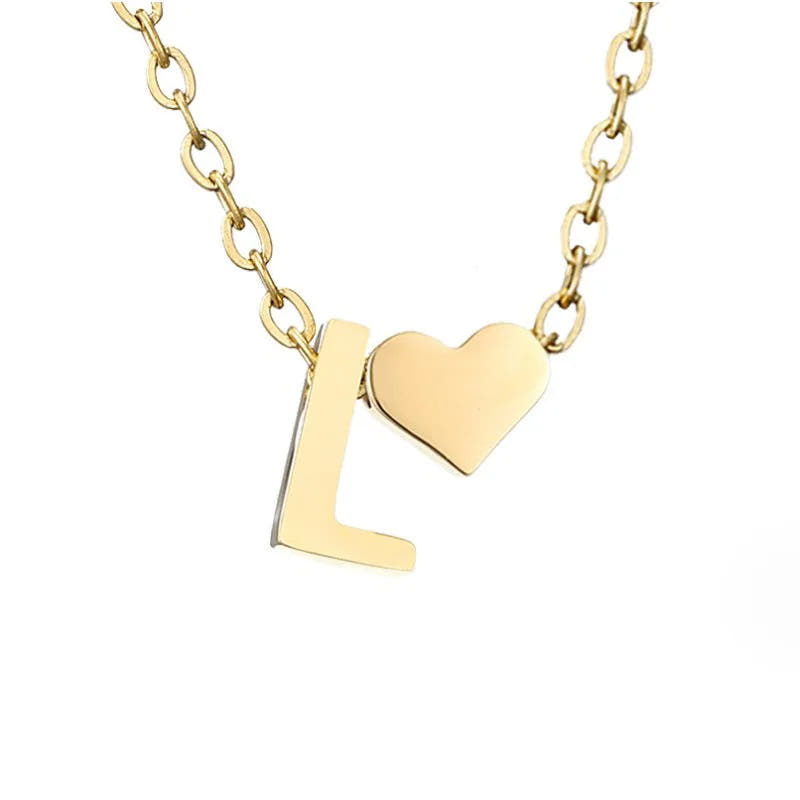 Timeless Initial Necklace with Heart Pendant