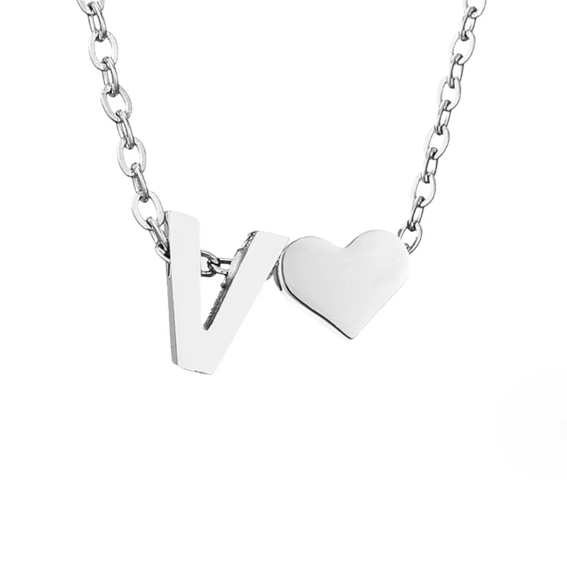 Timeless Initial Necklace with Heart Pendant