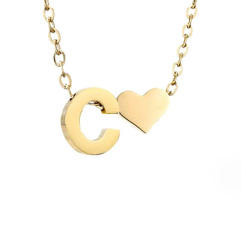 Timeless Initial Necklace with Heart Pendant