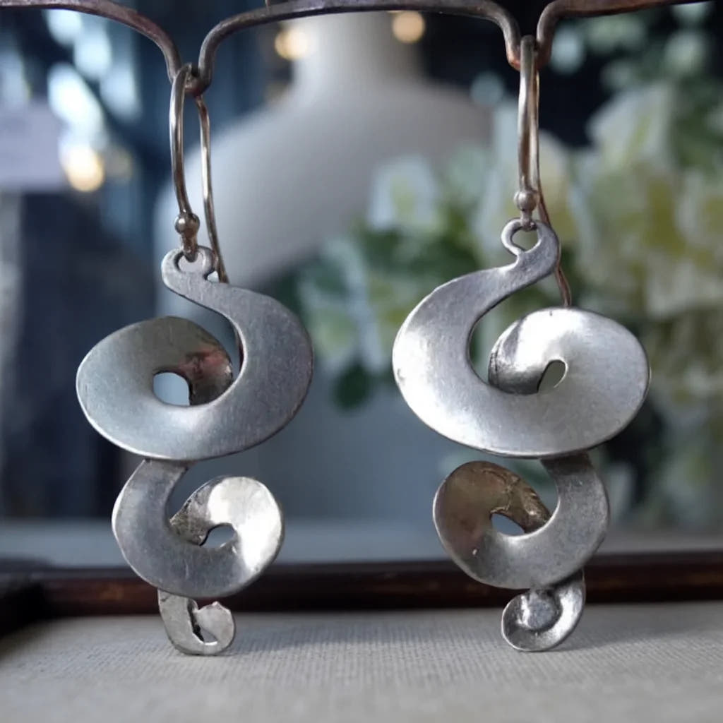 Vintage Silver-Tone Spiral Earrings
