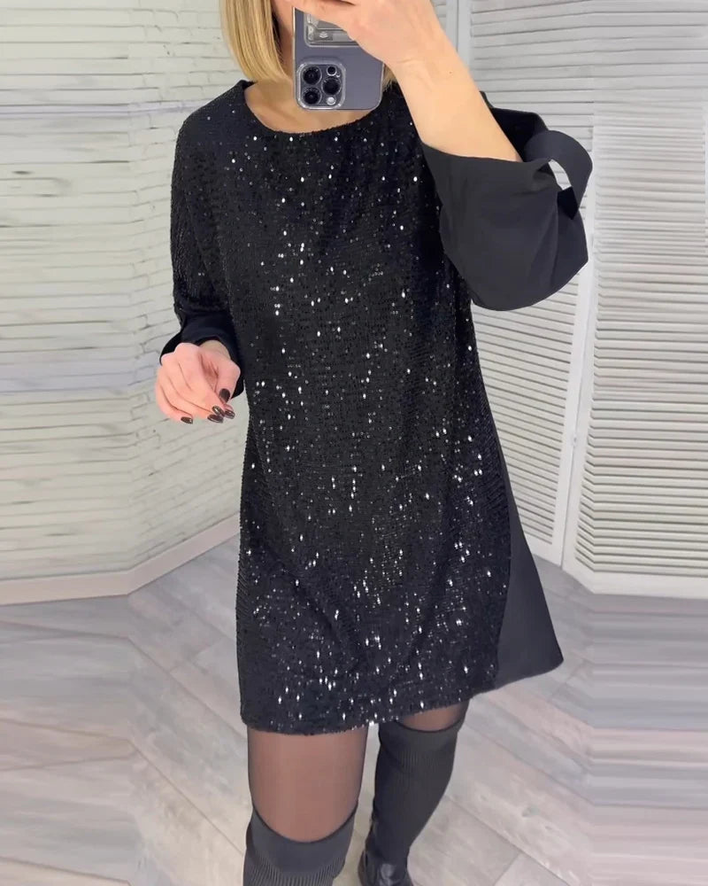 Teodora | Sequin Long-Sleeve Shift Dress