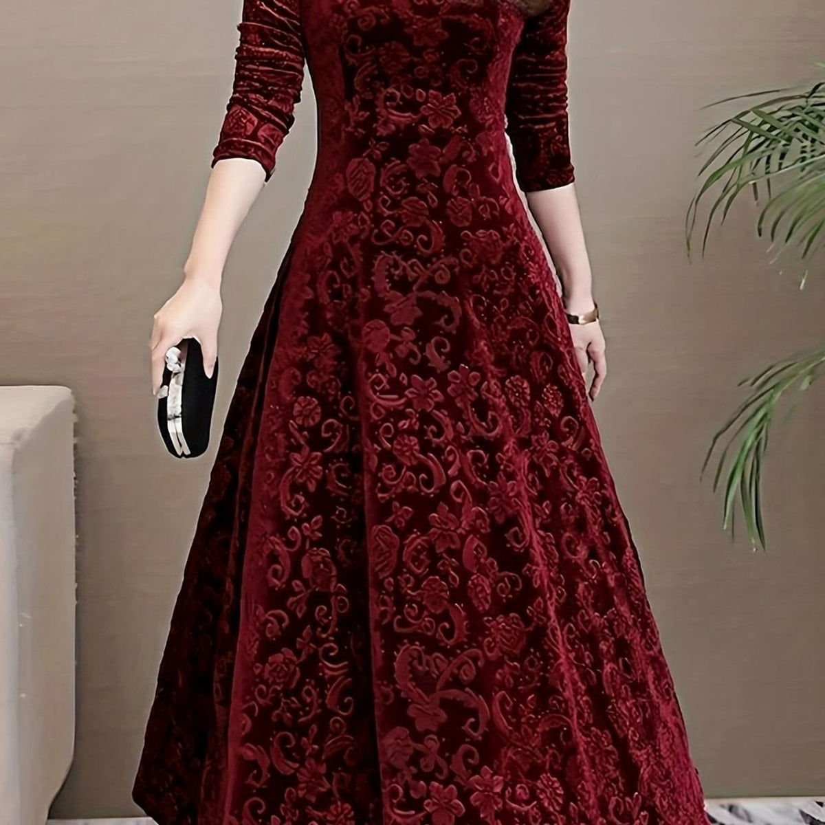 Perrine | Velvet V-Neck A-Line Dress